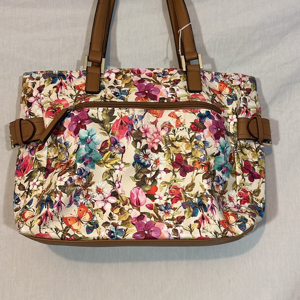 Rosetti Floral Tote Bag with Brown Accents - Picture 7 of 14
